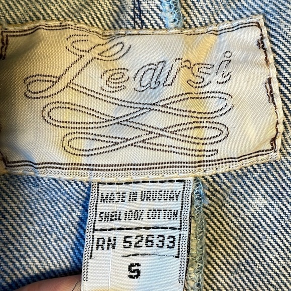 Retro Jean Jacket Stonewash Denim Minimalist SM Blue Casual 80s Chore Coat - Picture 14 of 16